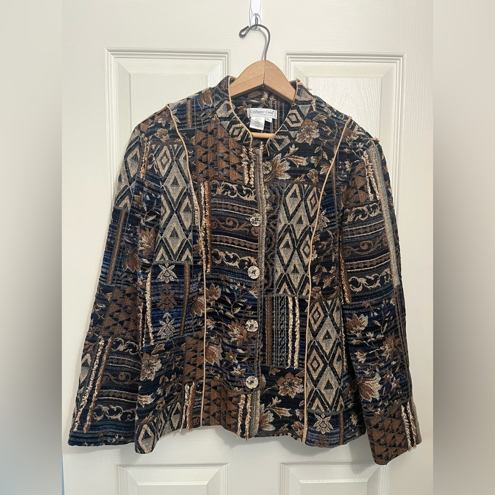 Coldwater Creek Vintage Tapestry Jacket Size PL Grandmacore